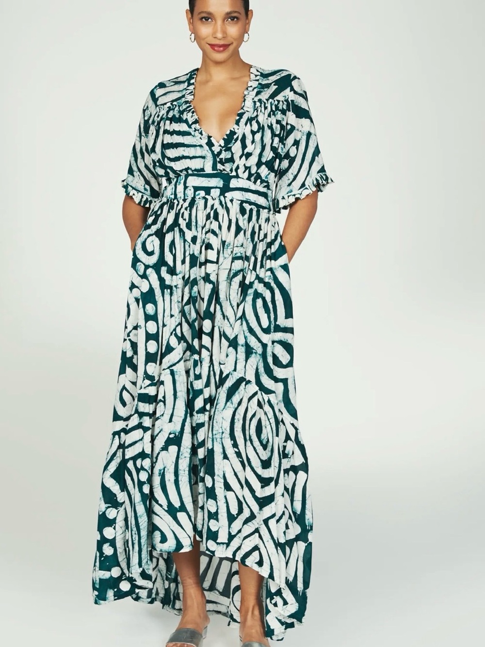 Busayo Opeyemi Dress green summer dress flowy vacation dress maxi size medium